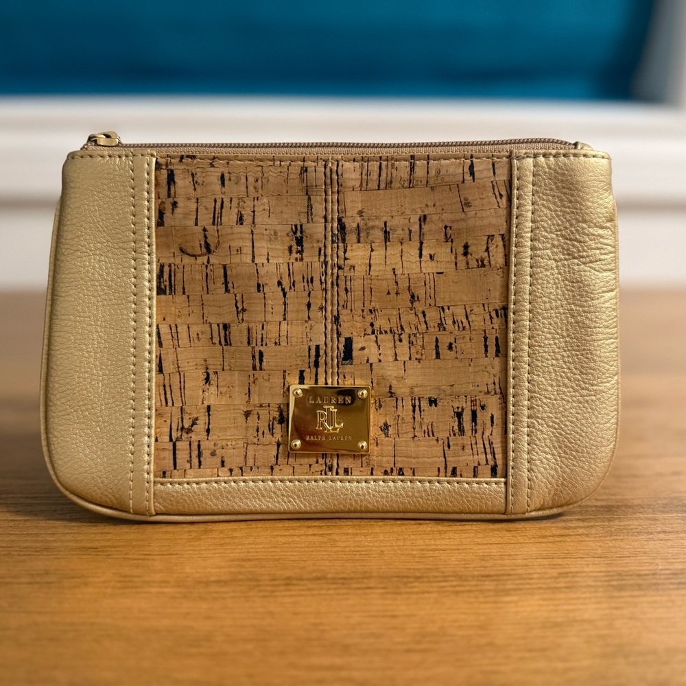 Ralph Lauren Gold and Tan Clutch